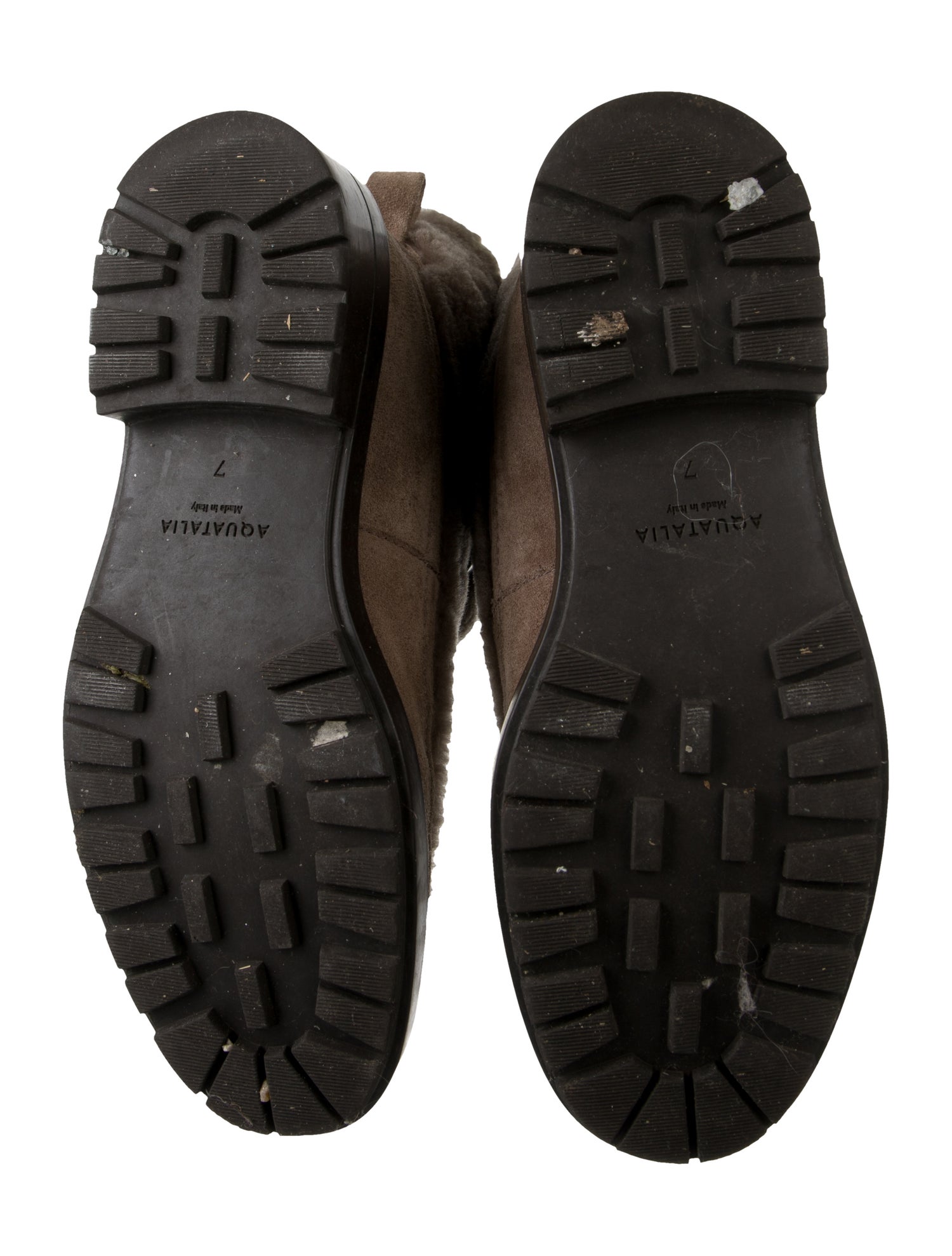 Aquatalia Suede Fur Trim Combat Boots